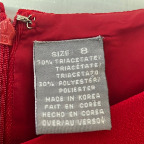 Liz Claiborne Red Sheath Midi Dress Sleeveless With Scarf Scoop Neck Sz 8 - Picture 4 of 7